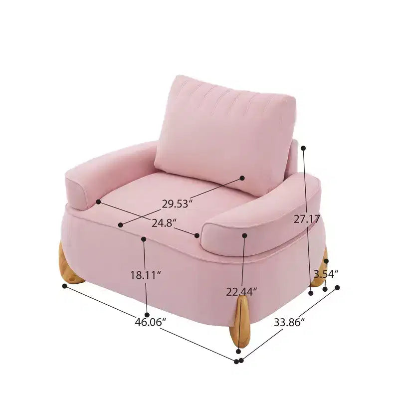 46.06'' Velvet Accent Chair with Ottoman, Mid Century Modern Corduroy Sofa Armchair and Footrest ,Upholstered Club Tub Arms Chair