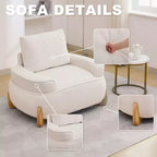 Fauteuil d'appoint en velours de 117 cm avec pouf, fauteuil de canapé en velours côtelé de style moderne du milieu du siècle et repose-pieds, fauteuil club rembourré à accoudoirs ronds