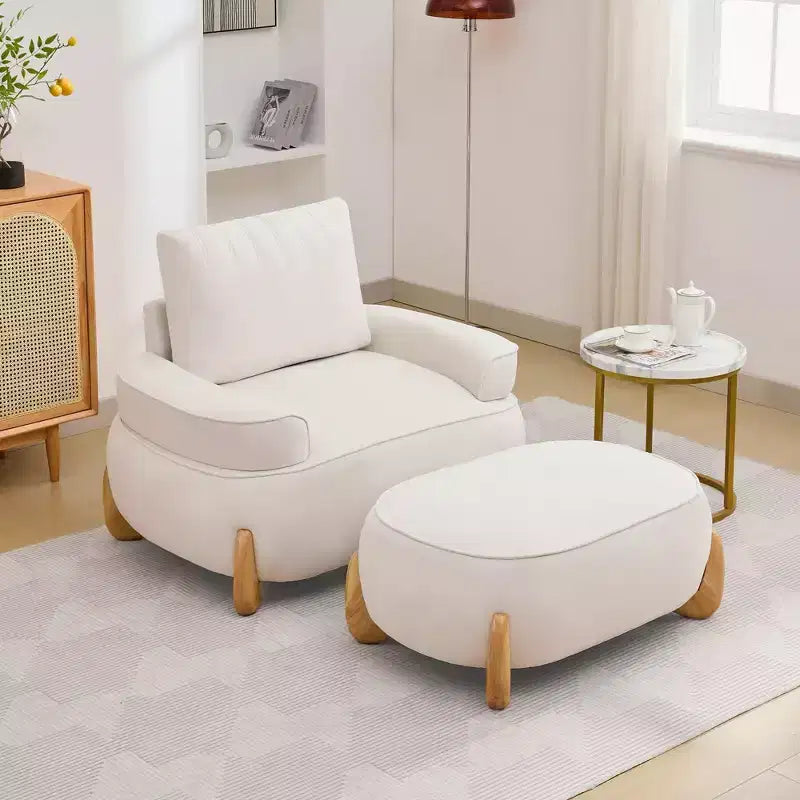 46.06'' Velvet Accent Chair with Ottoman, Mid Century Modern Corduroy Sofa Armchair and Footrest ,Upholstered Club Tub Arms Chair