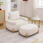 Fauteuil d'appoint en velours de 117 cm avec pouf, fauteuil de canapé en velours côtelé de style moderne du milieu du siècle et repose-pieds, fauteuil club rembourré à accoudoirs ronds
