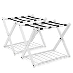 Costway Set of 2/4 Folding Metal Luggage Rack Suitcase Shoe Holder Hotel Guestroom with Shelf