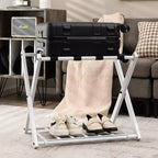de porte-bagages métallique pliable 2/4 pour valise, porte-chaussures pour chambre d'hôtel avec étagère