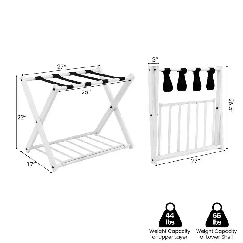 of 2/4 Folding Metal Luggage Rack Suitcase Shoe Holder Hotel Guestroom with Shelf