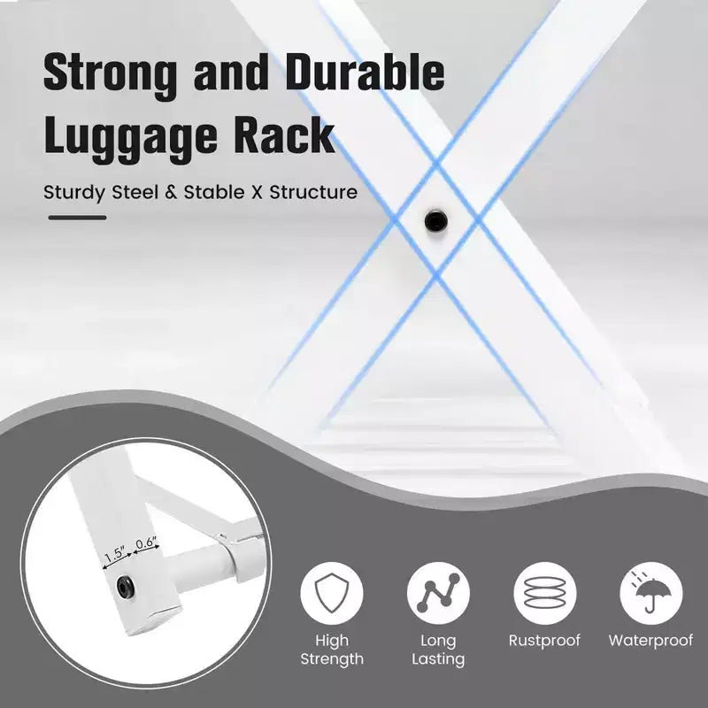of 2/4 Folding Metal Luggage Rack Suitcase Shoe Holder Hotel Guestroom with Shelf