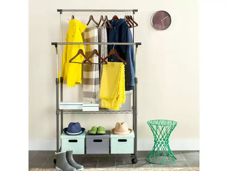 Double Rod Clothes Rack - Chrome