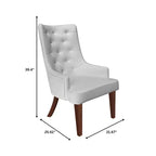 Chaise de salle à manger rembourrée en velours cuir avec haut dossier capitonné de losanges et pieds en bois d'hévéa teinté