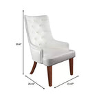 Chaise de salle à manger rembourrée en velours cuir avec haut dossier capitonné de losanges et pieds en bois d'hévéa teinté