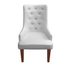 Chaise de salle à manger rembourrée en velours cuir avec haut dossier capitonné de losanges et pieds en bois d'hévéa teinté