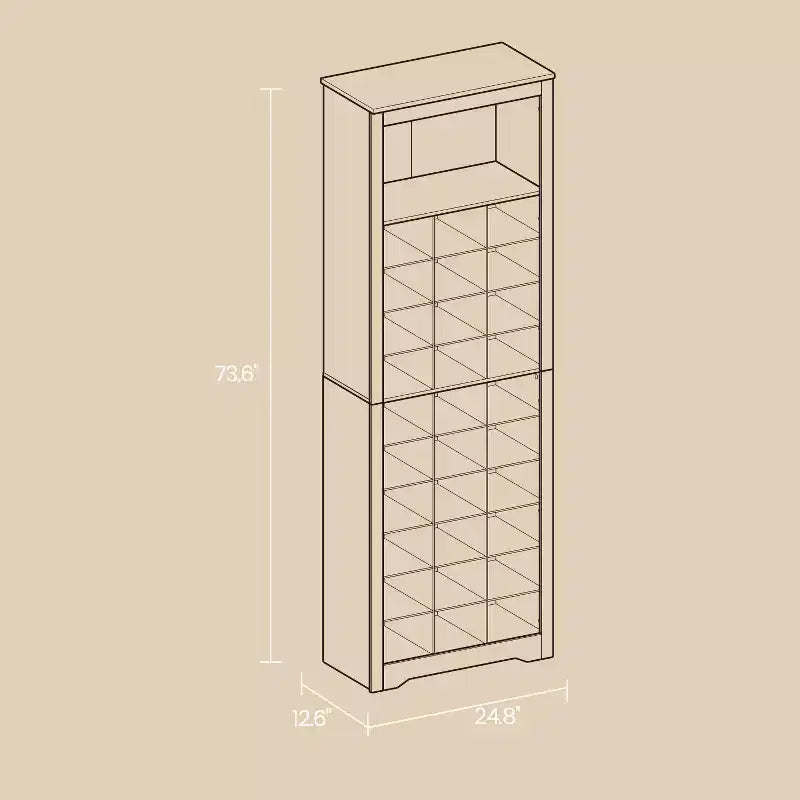 Shoe Storage Cabinet, 10 Tier Shoe Rack Organizer, Holds Up to 30 Pairs of Shoes, for Entryway Bedroom, 12.6 x 24.8 x 73.6 Inches