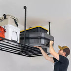 Rangement de garage suspendu 3' x 8' avec crochets | Supporte 317 kg