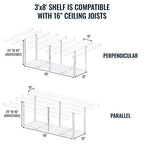 Rangement de garage suspendu 3' x 8' avec crochets | Supporte 317 kg