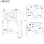 Console étroite avec trois tiroirs de rangement et une étagère inférieure