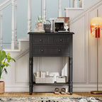 Console étroite avec trois tiroirs de rangement et une étagère inférieure
