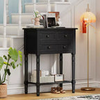 Console étroite avec trois tiroirs de rangement et une étagère inférieure