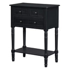 Console étroite avec trois tiroirs de rangement et une étagère inférieure
