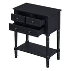 Console étroite avec trois tiroirs de rangement et une étagère inférieure