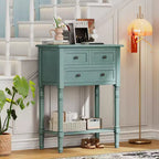 Console étroite avec trois tiroirs de rangement et une étagère inférieure