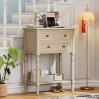 Console étroite avec trois tiroirs de rangement et une étagère inférieure