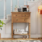 Console étroite avec trois tiroirs de rangement et une étagère inférieure