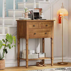 Console étroite avec trois tiroirs de rangement et une étagère inférieure