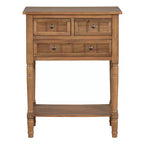Console étroite avec trois tiroirs de rangement et une étagère inférieure