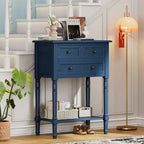 Console étroite avec trois tiroirs de rangement et une étagère inférieure