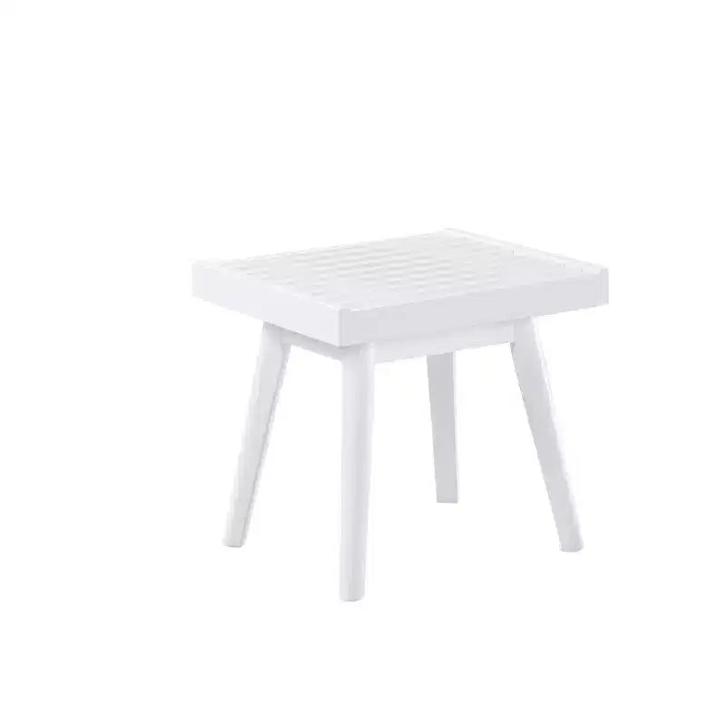 Banc à lattes en bois massif, 48 cm de long, blanc