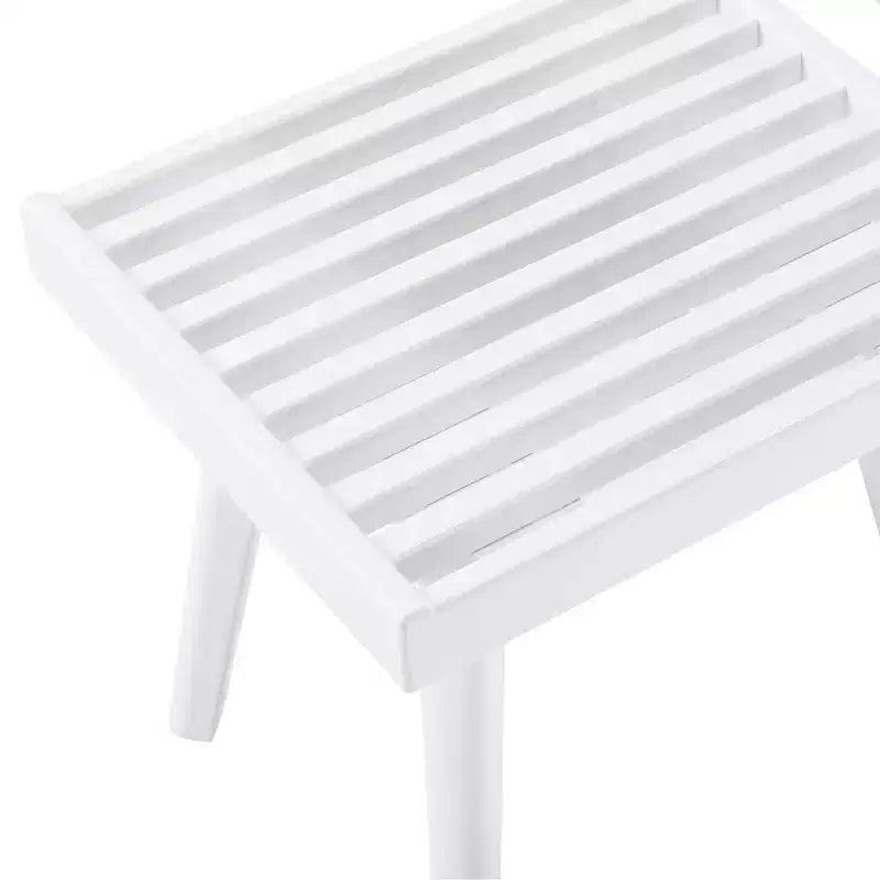 Banc à lattes en bois massif, 48 cm de long, blanc