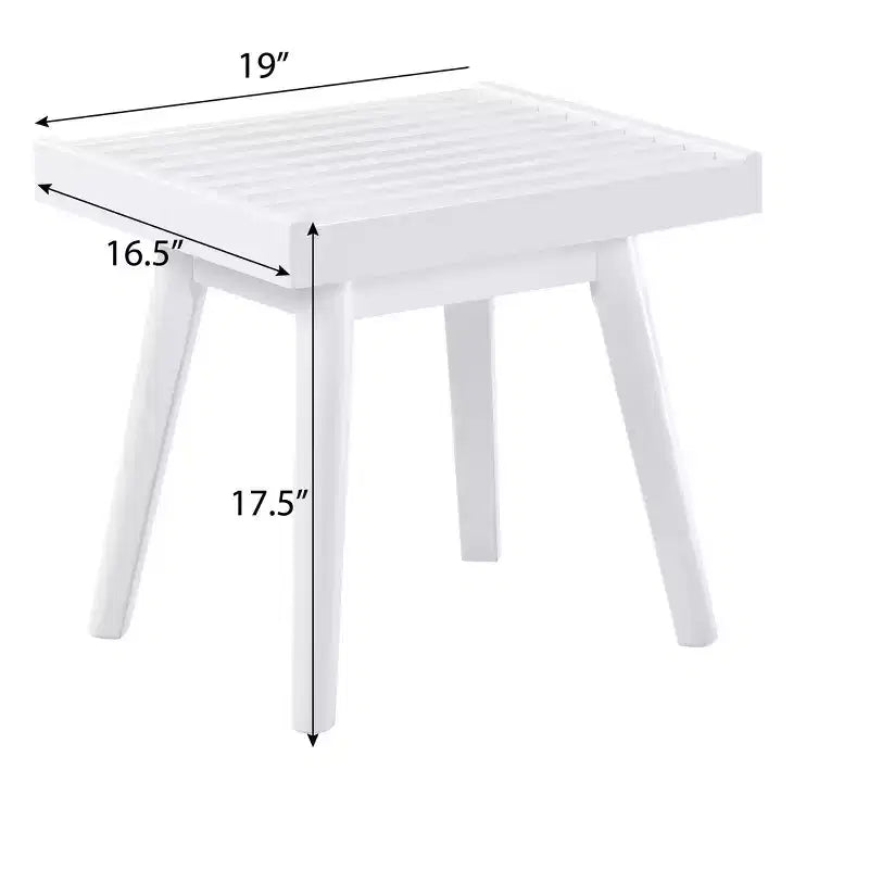 Banc à lattes en bois massif, 48 cm de long, blanc