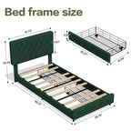 Cadre de lit Queen Size avec 4 tiroirs et tête de lit, plateforme de lit rembourrée