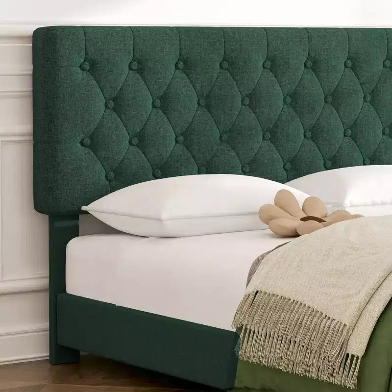 Queen Storage Bed Frame with 4 Drawers & Headboard, Upholstered Platform Bed Frame