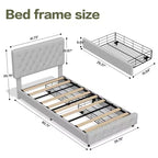 Cadre de lit Queen Size avec 4 tiroirs et tête de lit, plateforme de lit rembourrée