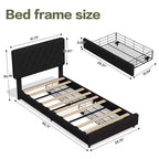 Cadre de lit Queen Size avec 4 tiroirs et tête de lit, plateforme de lit rembourrée