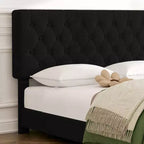Cadre de lit Queen Size avec 4 tiroirs et tête de lit, plateforme de lit rembourrée