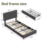 Cadre de lit Queen Size avec 4 tiroirs et tête de lit, plateforme de lit rembourrée
