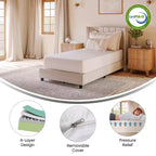 Matelas en mousse à mémoire de forme en boîte à 4 couches, mousse infusée au thé vert, mousse de circulation d'air, gel rafraîchissant, mousse certifiée