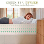 Matelas en mousse à mémoire de forme en boîte à 4 couches, mousse infusée au thé vert, mousse de circulation d'air, gel rafraîchissant, mousse certifiée