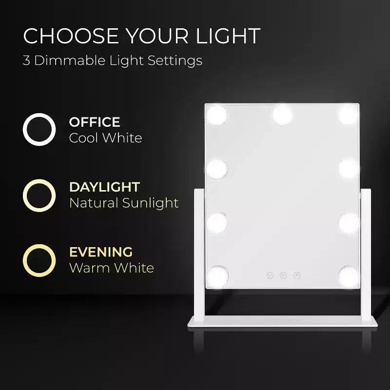 LED Bulb Hollywood Bathroom Vanity Mirror White