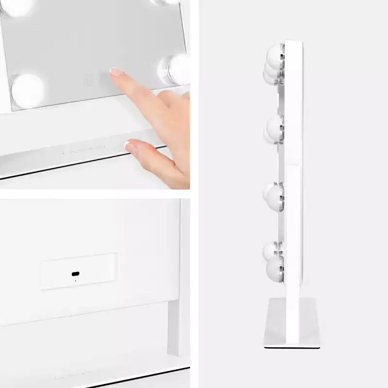 LED Bulb Hollywood Bathroom Vanity Mirror White